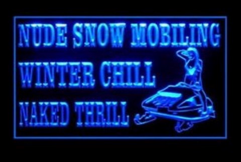 Nude Snow Mobiling Winter Naked Thrill LED Neon Sign